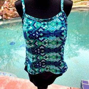 Fit4U, Turquoise, Tankini, 2 piece, Size 16W